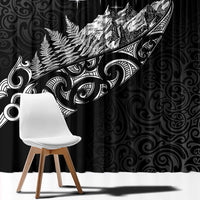 Maori Matariki Window Curtain Landscape Styled Fern - Monochrome
