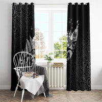 Maori Matariki Window Curtain Landscape Styled Fern - Monochrome