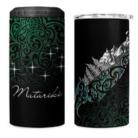 Maori Matariki 4 in 1 Can Cooler Tumbler Landscape Styled Fern - Paua Shell LT7 One Size: 16 oz Green - Polynesian Pride