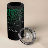 Maori Matariki 4 in 1 Can Cooler Tumbler Landscape Styled Fern - Paua Shell LT7 - Polynesian Pride