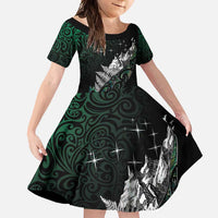 Maori Matariki Family Matching Mermaid Dress and Hawaiian Shirt Landscape Styled Fern - Paua Shell