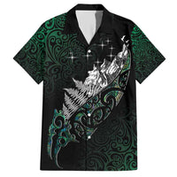 Maori Matariki Family Matching Short Sleeve Bodycon Dress and Hawaiian Shirt Landscape Styled Fern - Paua Shell