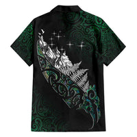 Maori Matariki Family Matching Short Sleeve Bodycon Dress and Hawaiian Shirt Landscape Styled Fern - Paua Shell