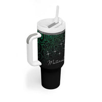 Maori Matariki Tumbler With Handle Landscape Styled Fern - Paua Shell LT7 - Polynesian Pride