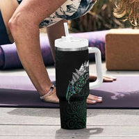 Maori Matariki Tumbler With Handle Landscape Styled Fern - Paua Shell LT7 - Polynesian Pride