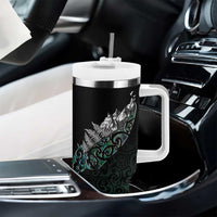 Maori Matariki Tumbler With Handle Landscape Styled Fern - Paua Shell LT7 - Polynesian Pride