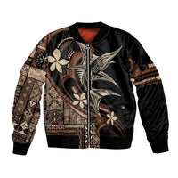 Samoa Manuia le Aso Tuto'atasi Bomber Jacket Siapo Mamanu Mix Tatau Marlin LT7 Unisex Black - Polynesian Pride