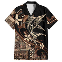 Samoa Manuia le Aso Tuto'atasi Family Matching Long Sleeve Bodycon Dress and Hawaiian Shirt Siapo Mamanu Mix Tatau Marlin