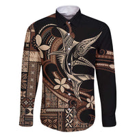 Samoa Manuia le Aso Tuto'atasi Family Matching Long Sleeve Bodycon Dress and Hawaiian Shirt Siapo Mamanu Mix Tatau Marlin