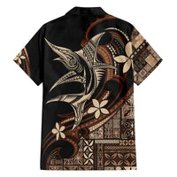 Samoa Manuia le Aso Tuto'atasi Family Matching Off The Shoulder Long Sleeve Dress and Hawaiian Shirt Siapo Mamanu Mix Tatau Marlin