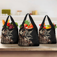 Samoa Manuia le Aso Tuto'atasi Grocery Bag Siapo Mamanu Mix Tatau Marlin LT7 3-pack One Size Black - Polynesian Pride