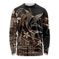 Samoa Manuia le Aso Tuto'atasi Long Sleeve Shirt Siapo Mamanu Mix Tatau Marlin LT7 Unisex Black - Polynesian Pride