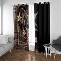Samoa Manuia le Aso Tuto'atasi Window Curtain Siapo Mamanu Mix Tatau Marlin LT7 With Grommets Black - Polynesian Pride