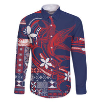 Samoa Manuia le Aso Tuto'atasi Family Matching Mermaid Dress and Hawaiian Shirt Siapo Mamanu Mix Tatau Marlin - Flag Color