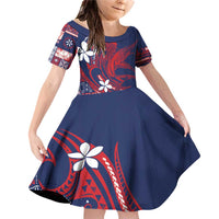 Samoa Manuia le Aso Tuto'atasi Family Matching Off Shoulder Short Dress and Hawaiian Shirt Siapo Mamanu Mix Tatau Marlin - Flag Color