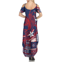 Samoa Manuia le Aso Tuto'atasi Summer Maxi Dress Siapo Mamanu Mix Tatau Marlin - Flag Color