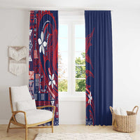 Samoa Manuia le Aso Tuto'atasi Window Curtain Siapo Mamanu Mix Tatau Marlin - Flag Color LT7 - Polynesian Pride
