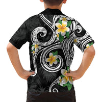 Kanaka Maoli Hawaii Plumeria Family Matching Off Shoulder Maxi Dress and Hawaiian Shirt Dancing Tentacles Black Style LT7 - Polynesian Pride