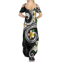 Kanaka Maoli Hawaii Plumeria Family Matching Summer Maxi Dress and Hawaiian Shirt Dancing Tentacles Black Style