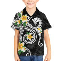 Kanaka Maoli Hawaii Plumeria Family Matching Summer Maxi Dress and Hawaiian Shirt Dancing Tentacles Black Style