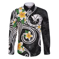Kanaka Maoli Hawaii Plumeria Family Matching Tank Maxi Dress and Hawaiian Shirt Dancing Tentacles Black Style