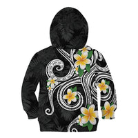 Kanaka Maoli Hawaii Plumeria Kid Hoodie Dancing Tentacles Black Style