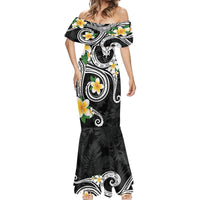 Kanaka Maoli Hawaii Plumeria Mermaid Dress Dancing Tentacles Black Style LT7 - Polynesian Pride