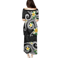 Kanaka Maoli Hawaii Plumeria Puletasi Dancing Tentacles Black Style LT7 - Polynesian Pride