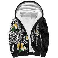 Kanaka Maoli Hawaii Plumeria Sherpa Hoodie Dancing Tentacles Black Style LT7 Unisex Black - Polynesian Pride