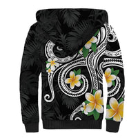 Kanaka Maoli Hawaii Plumeria Sherpa Hoodie Dancing Tentacles Black Style LT7 - Polynesian Pride