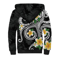 Kanaka Maoli Hawaii Plumeria Sherpa Hoodie Dancing Tentacles Black Style LT7 - Polynesian Pride