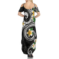 Kanaka Maoli Hawaii Plumeria Summer Maxi Dress Dancing Tentacles Black Style LT7 - Polynesian Pride