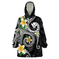 Kanaka Maoli Hawaii Plumeria Wearable Blanket Hoodie Dancing Tentacles Black Style LT7 One Size Black - Polynesian Pride