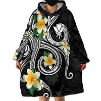 Kanaka Maoli Hawaii Plumeria Wearable Blanket Hoodie Dancing Tentacles Black Style LT7 - Polynesian Pride