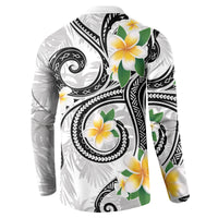 Kanaka Maoli Hawaii Plumeria Button Sweatshirt Dancing Tentacles White Style