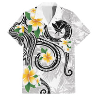 Kanaka Maoli Hawaii Plumeria Family Matching Tank Maxi Dress and Hawaiian Shirt Dancing Tentacles White Style