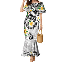 Kanaka Maoli Hawaii Plumeria Mermaid Dress Dancing Tentacles White Style LT7 Women White - Polynesian Pride
