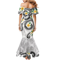 Kanaka Maoli Hawaii Plumeria Mermaid Dress Dancing Tentacles White Style LT7 - Polynesian Pride