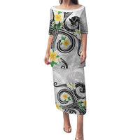 Kanaka Maoli Hawaii Plumeria Puletasi Dancing Tentacles White Style LT7 Long Dress White - Polynesian Pride