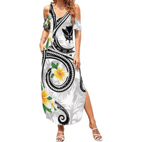Kanaka Maoli Hawaii Plumeria Summer Maxi Dress Dancing Tentacles White Style LT7 Women White - Polynesian Pride