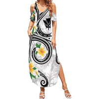 Kanaka Maoli Hawaii Plumeria Summer Maxi Dress Dancing Tentacles White Style LT7 Women White - Polynesian Pride