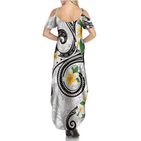 Kanaka Maoli Hawaii Plumeria Summer Maxi Dress Dancing Tentacles White Style LT7 - Polynesian Pride