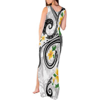 Kanaka Maoli Hawaii Plumeria Tank Maxi Dress Dancing Tentacles White Style LT7 - Polynesian Pride