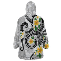 Kanaka Maoli Hawaii Plumeria Wearable Blanket Hoodie Dancing Tentacles White Style LT7 - Polynesian Pride