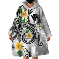 Kanaka Maoli Hawaii Plumeria Wearable Blanket Hoodie Dancing Tentacles White Style LT7 - Polynesian Pride