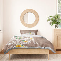 Kanaka Maoli Hawaii Plumeria Bedding Set Dancing Tentacles Beige Style LT7