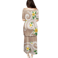 Kanaka Maoli Hawaii Plumeria Puletasi Dancing Tentacles Beige Style LT7 - Polynesian Pride