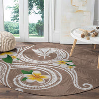 Kanaka Maoli Hawaii Plumeria Round Carpet Dancing Tentacles Beige Style LT7