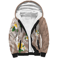 Kanaka Maoli Hawaii Plumeria Sherpa Hoodie Dancing Tentacles Beige Style LT7 Unisex Beige - Polynesian Pride