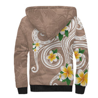 Kanaka Maoli Hawaii Plumeria Sherpa Hoodie Dancing Tentacles Beige Style LT7 - Polynesian Pride
